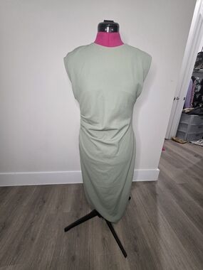 Ann Taylor Sleek Cap-Sleeve Midi Dress in Soft Sage
